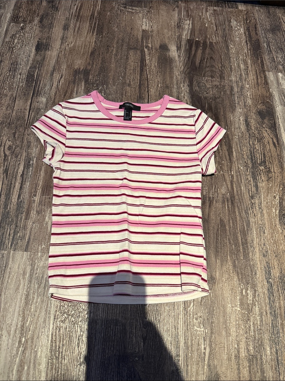 SO Girls' Pink & White Striped Short Sleeve Tee